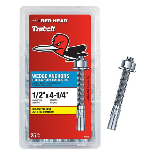 Red Head Trubolt 1/2 in. D X 4.25 in. L Steel Hex Head Wedge Anchor 25 pk