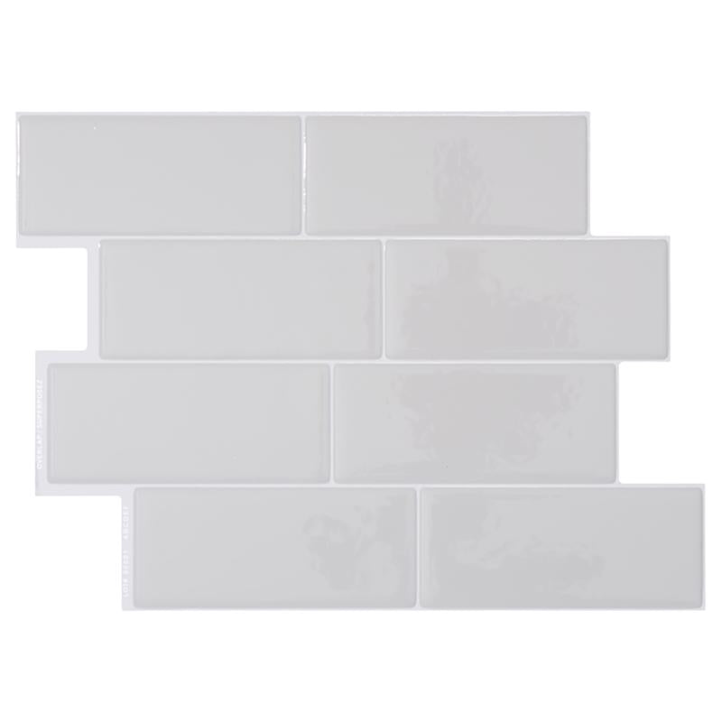 Smart Tiles 8.38 in. W X 11.56 in. L Gray Mosaic Vinyl Adhesive Wall Tile 4 pc