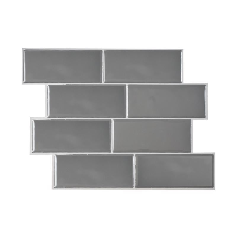 Smart Tiles 8.38 in. W X 11.56 in. L Gray Mosaic Vinyl Adhesive Wall Tile 4 pc