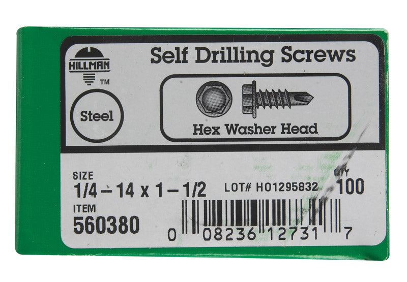 HILLMAN 1-1/2 in. L Hex Hex Washer Head Sheet Metal Screws 100 pk