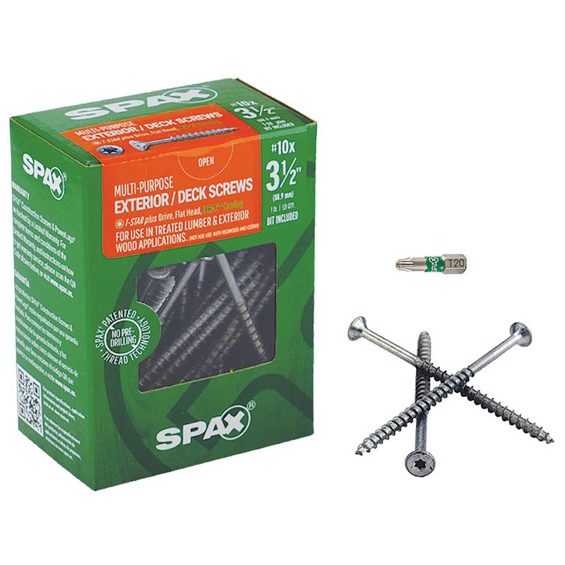 SPAX Multi-Material No. 10 Label X 3-1/2 in. L T-20+ Flat Head Serrated Construction Screws