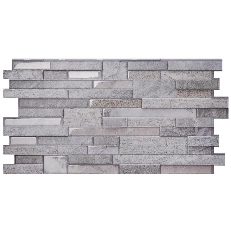 Smart Tiles 11.4 in. W X 22.5 in. L Gray Multiple Finish (Mosaic) Vinyl Adhesive Wall Tile 2 pc