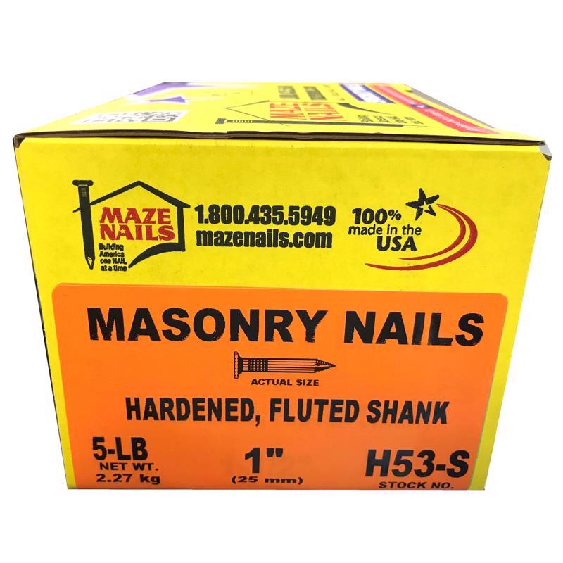 Maze Nails 1 in. Masonry Heat Treated Carbon Steel Nail Flat Head 5 lb