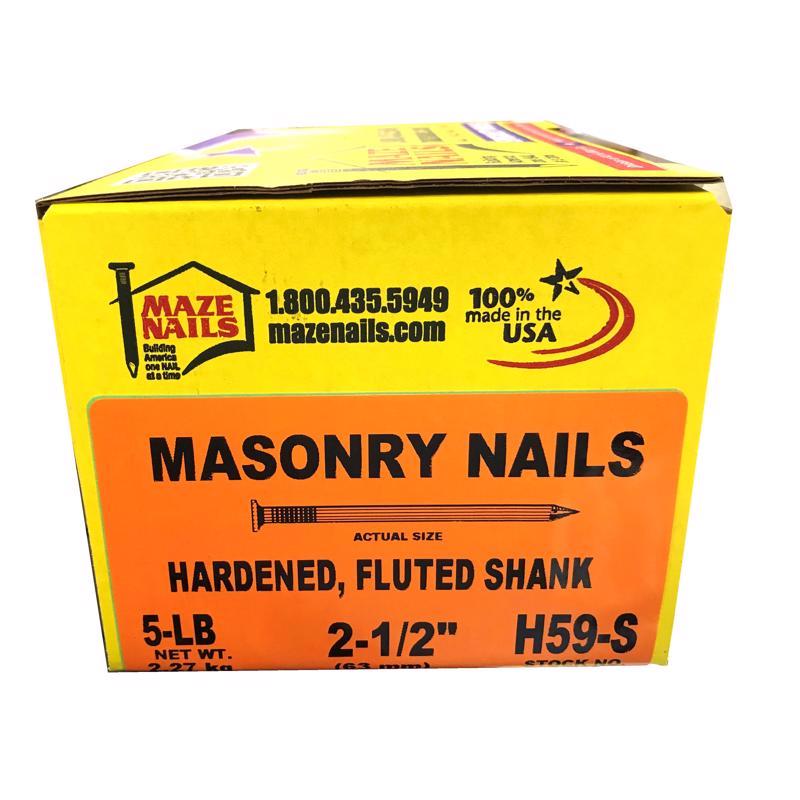 Maze Nails 2.5 in. Masonry Heat Treated Carbon Steel Nail Flat Head 5 lb