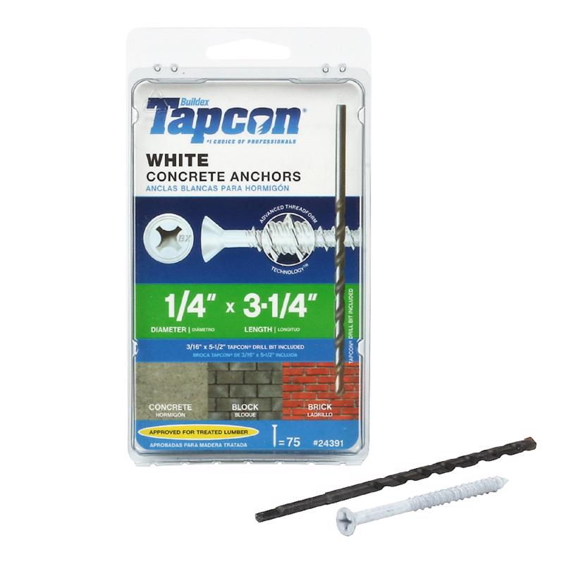 Tapcon 1/4 in. in. X 3-1/4 in. L Phillips Flat Head Assorted Concrete Screws