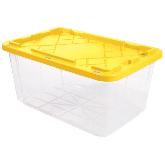 Greenmade 27 gal Clear/Yellow Snap Lock Storage Box 14.7 in. H X 20.4 in. W X 30.4 in. D Stackable