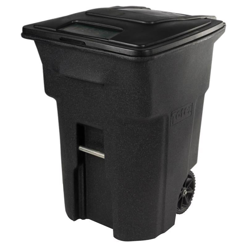 Toter 48 gal Black Polyethylene Wheeled Garbage Can Lid Included