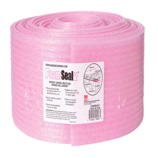 Owens Corning ProPink ComfortSeal 7.5 in. W X 50 ft. L X 0.19 in. Unfaced Ridged Sill Gasket Roll 31