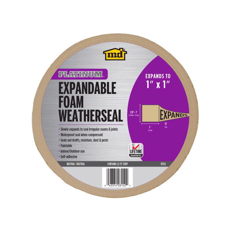 M-D Building Products PLATINUM Neutral Foam Weatherseal For Gaps and Openings 156 in. L X 1 in.