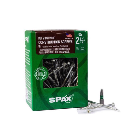 SPAX MDF No. 8 in. X 2-1/2 in. L T-20+ Trim Head Serrated Construction Screws