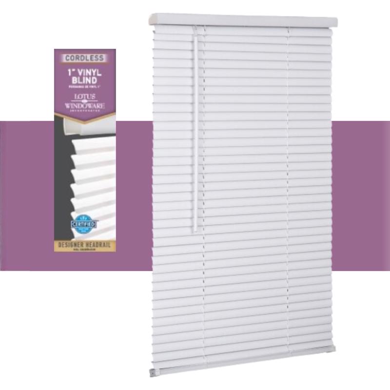 Living Accents Vinyl 1 in. Mini-Blinds 39 in. W X 72 in. H White Cordless