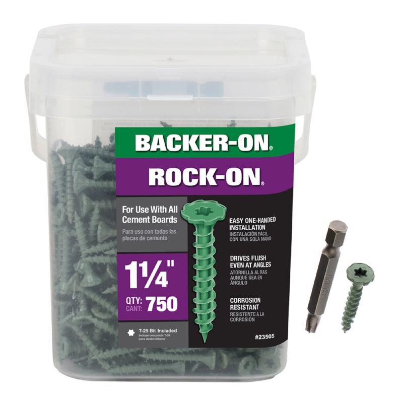 Backer-On Rock-On No. 9 X 1-1/4 in. L Star Flat Head Serrated Cement Board Screws