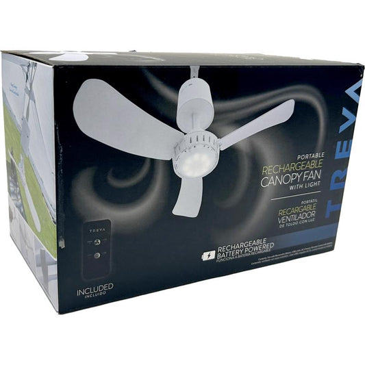 Treva 15 in. H X 15 in. D 2 speed Rechargeable Canopy Fan with Light Remote Control