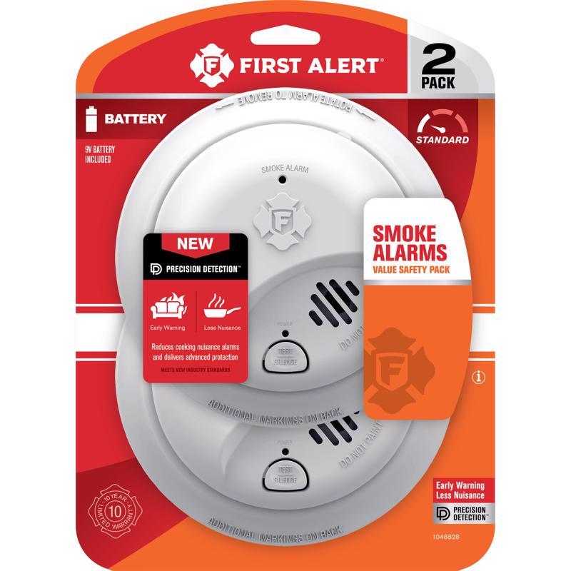 First Alert 2 Pack Battery-Powered Ionization Smoke Detector 2 pk