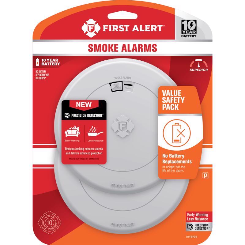 First Alert 2 Pack 10 year Battery-Powered Photoelectric Smoke Detector 2 pk