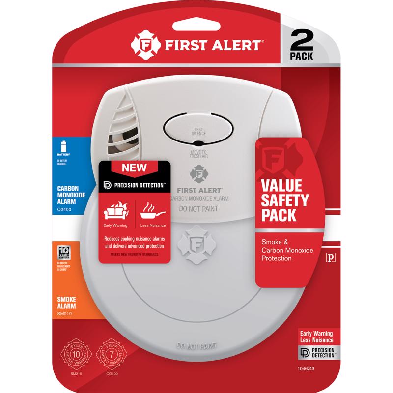 First Alert Battery-Powered Photoelectric Smoke and Carbon Monoxide Combination Pack 2 each