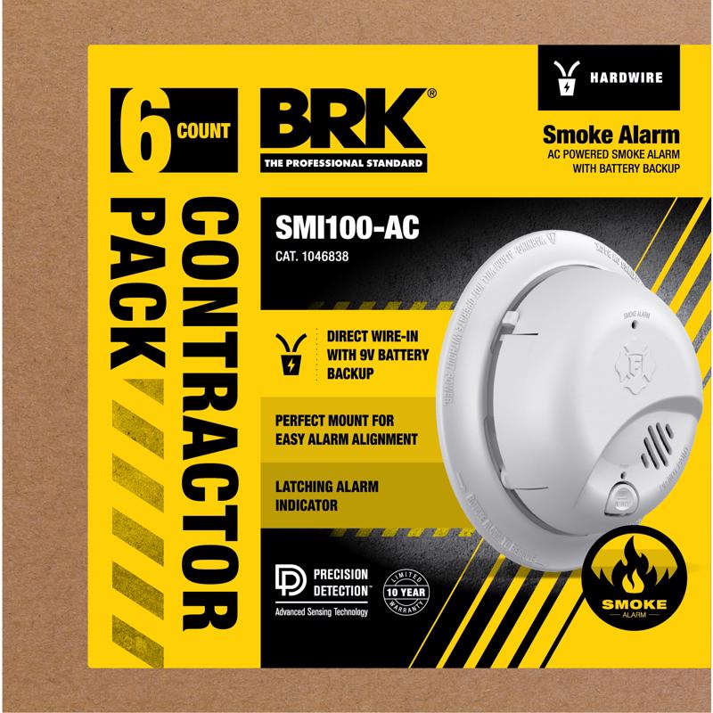 BRK Hard-Wired w/Battery Back-up Ionization Smoke Detector 6 pk