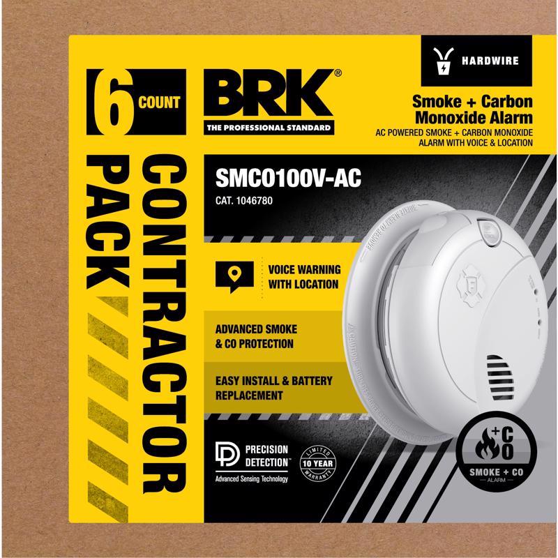 BRK Hard-Wired w/Battery Back-Up Photoelectric Smoke and Carbon Monoxide Detector w/Voice 6 pk