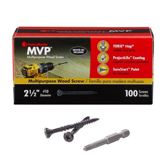 FastenMaster MVP 2-1/2 in. L Torx Ttap Self-Tapping Wood Screws 100 pk