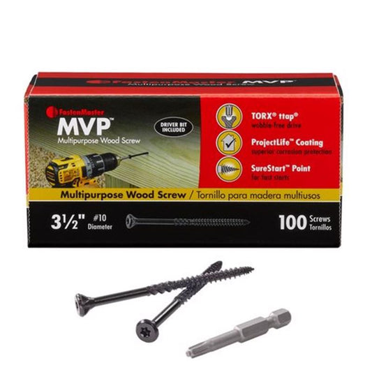 FastenMaster MVP 3-1/2 in. L Torx Ttap Self-Tapping Wood Screws 100 pk