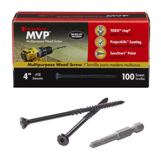 FastenMaster MVP 4 in. L Torx Ttap Self-Tapping Wood Screws 100 pk