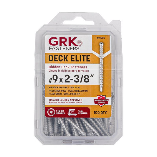 GRK Fasteners Deck Elite No. 9 in. X 2-3/8 in. L Silver Star Trim Head Deck Screws 100 pk