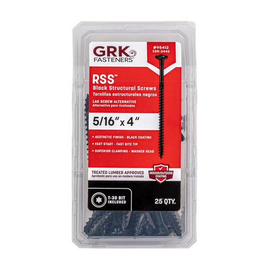 GRK Fasteners RSS 5/16 or No. 15 in. X 4 in. L Star W-Cut Structural Wood Screws 1 pk