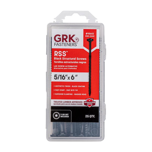 GRK Fasteners RSS 5/16 or No. 15 in. X 6 in. L Star Black W-Cut Structural Wood Screws 1 pk