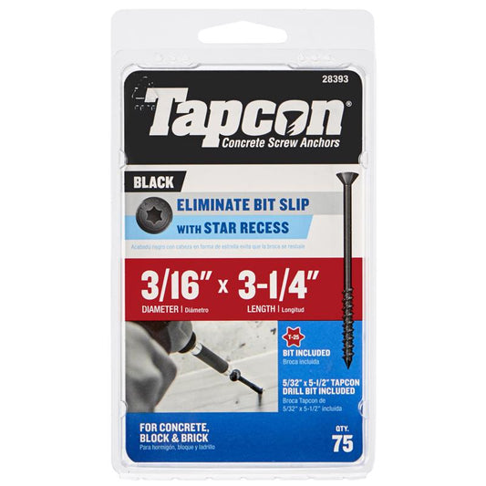 Tapcon 3/16 in. X 3-1/4 in. L Star Bugle Head High/Low Concrete Screws