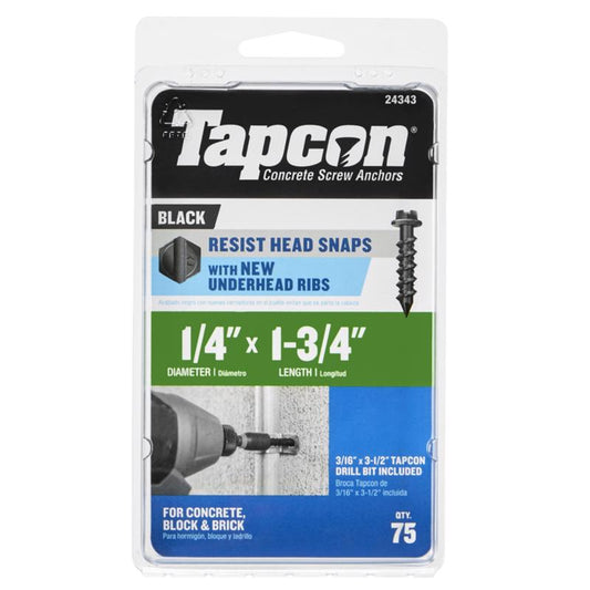 Tapcon 1/4 in. X 1-3/4 in. L Hex Drive Hex Head High/Low Concrete Screws