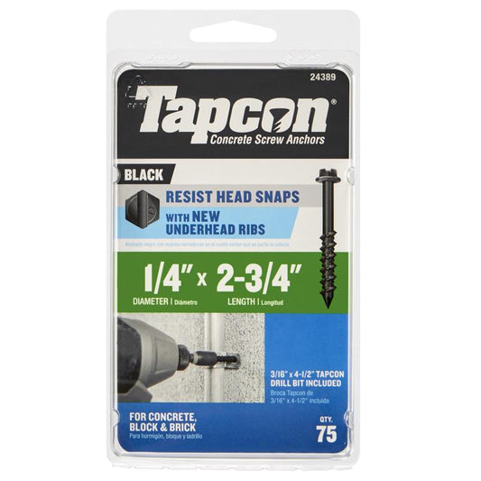 Tapcon 1/4 in. X 2-3/4 in. L Hex Drive Hex Head High/Low Concrete Screws