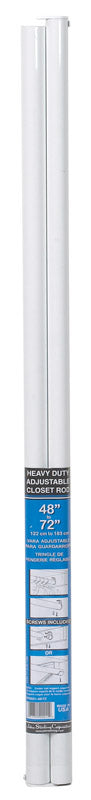 John Sterling Heavy Duty 72 in. L X 1-1/4 in. D Adjustable Powder Coated Steel Closet Rod