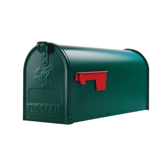 Gibraltar Mailboxes Elite Classic Galvanized Steel Post Mount Green Mailbox