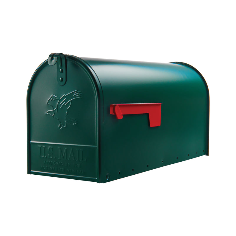 Gibraltar Mailboxes Elite Classic Galvanized Steel Post Mount Green Mailbox