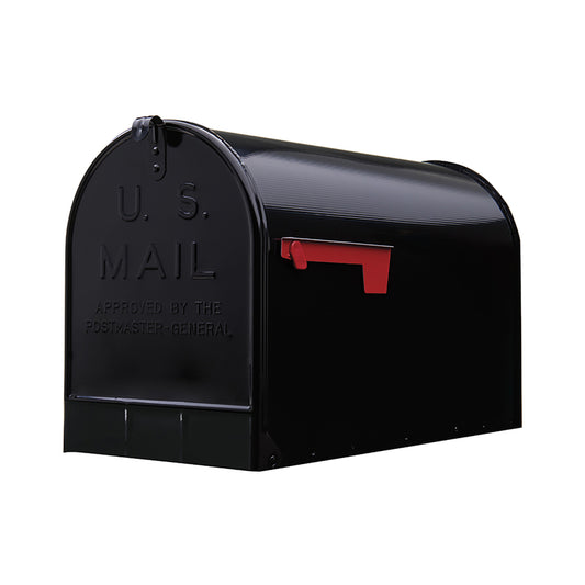 Gibraltar Mailboxes Stanley Jumbo Galvanized Steel Post Mount Black Mailbox