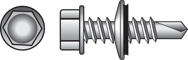 HILLMAN No. 10 X 3/4 in. L Hex Hex Washer Head Self- Drilling Screws 100 pk