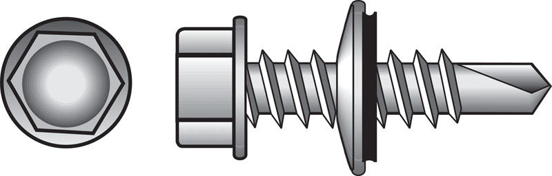 HILLMAN No. 10 X 1 in. L Hex Hex Washer Head Self- Drilling Screws 100 pk