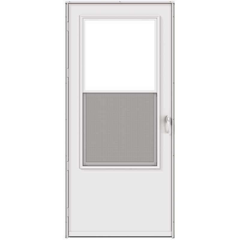 Larson 81 in. H X 36 in. W Vinyl/Wood White Mid-View Reversible Self-Storing Storm Door