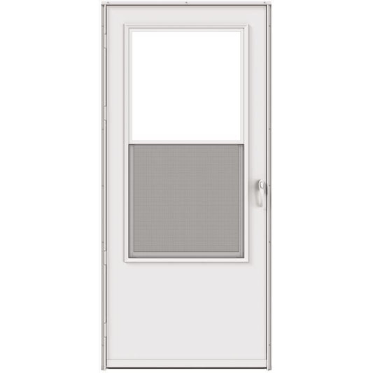 Larson 81 in. H X 36 in. W Vinyl/Wood White Mid-View Reversible Self-Storing Storm Door