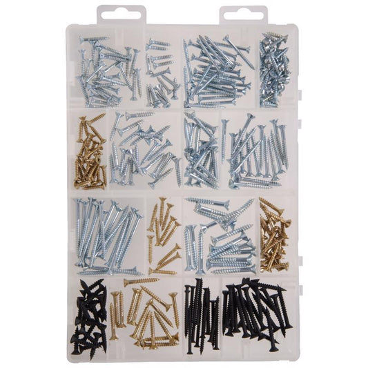 HILLMAN L6 Assorted X Assortment in. L Phillips Zinc-Plated Coarse Wood Screw Assortment 360 pk