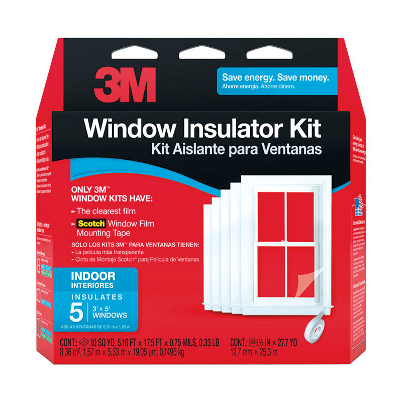 3M Clear Plastic Window Insulation Kit For Windows 17.5 ft. L X 0.75 in.