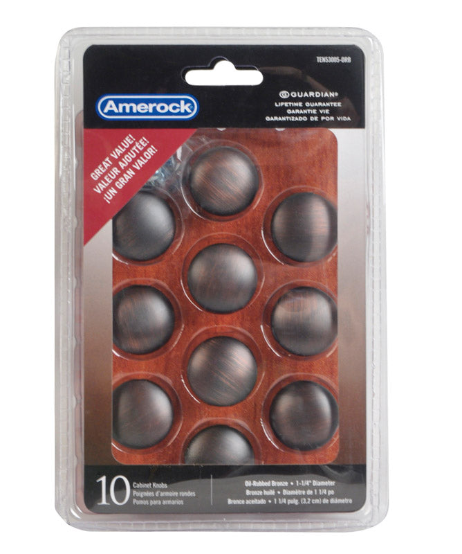 Amerock Allison Round Cabinet Knob 1-1/4 in. D 1-1/8 in. Oil Rubbed Bronze 10 pk