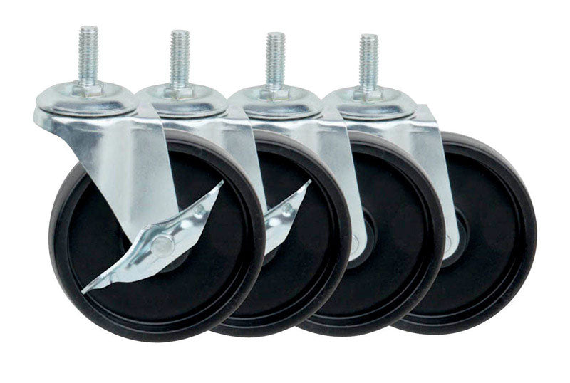 Honey-Can-Do 4 in. D Swivel Rubber Caster 350 lb 4 pk