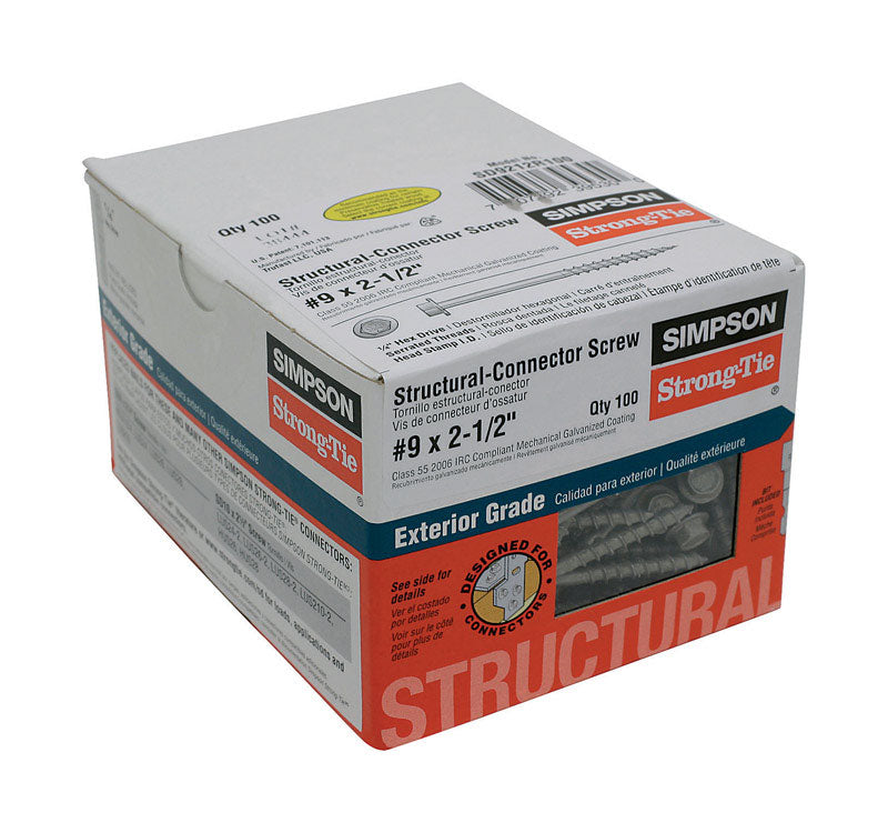 Simpson Strong-Tie Strong-Drive No. 9 Sizes X 2-1/2 in. L Star Hex Head Serrated Structural Screws