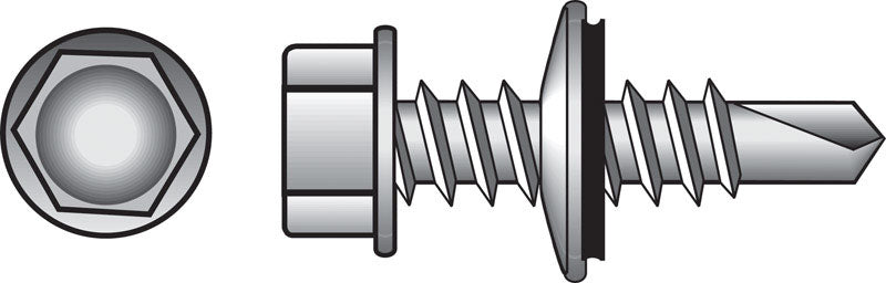 HILLMAN No. 12-14 X 1 in. L Hex Hex Head Self- Drilling Screws 100 pk