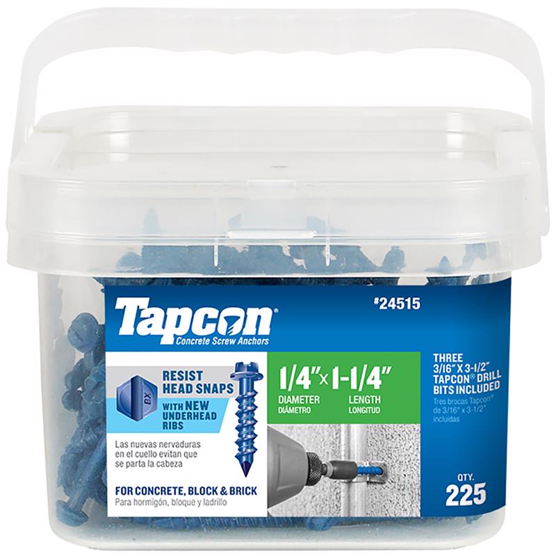 Tapcon 1/4 in. D X 1-1/4 in. L Steel Hex Head Concrete Screw Anchor 225 pk