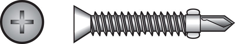 HILLMAN No. 12-24 X 2-1/2 in. L Phillips Flat Head Self- Drilling Screws 100 pk