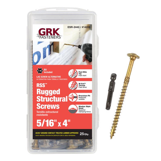 GRK Fasteners No. 20 X 4 in. L Star Washer Head W-Cut Structural Screws