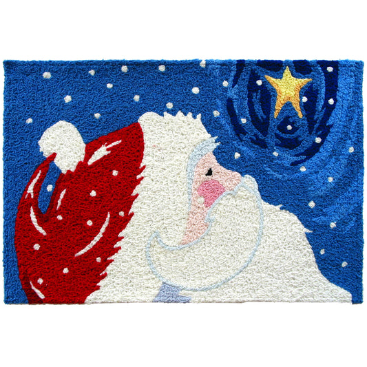 Jellybean 20 in. W X 30 in. L Multi-Color Star Gazing Santa Polyester Accent Rug