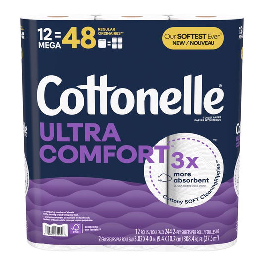 Cottonelle Ultra ComfortCare Toilet Paper 12 Rolls 244 sheet 4 in.